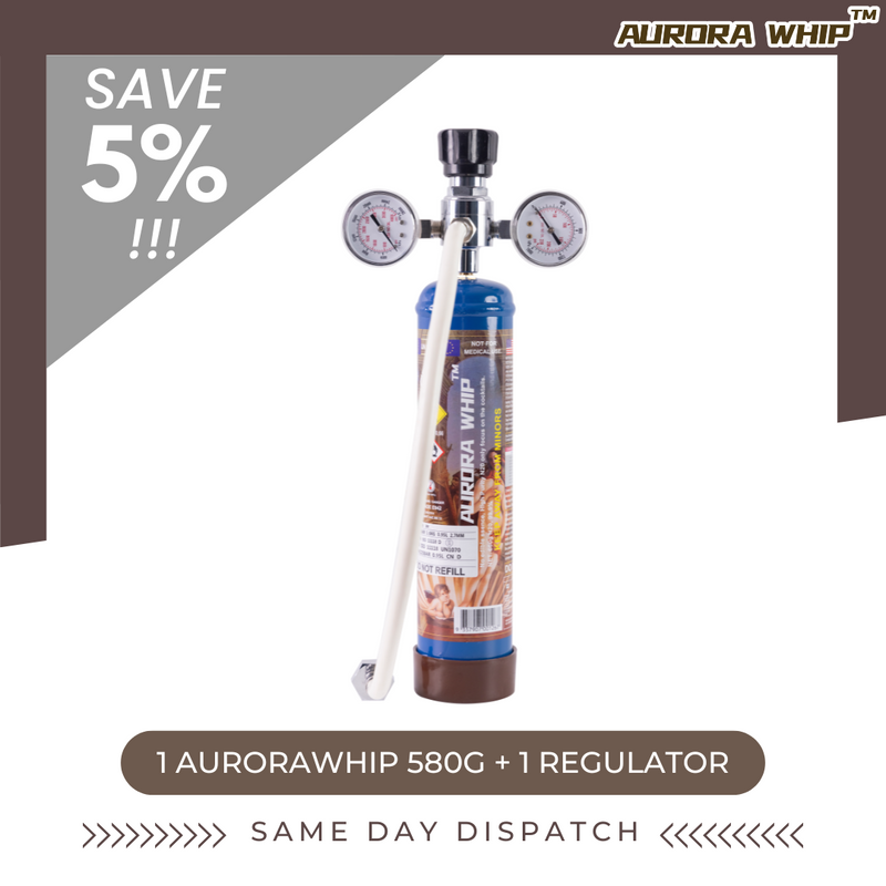 [ Value Combo ] 1 X Aurora Whip 580g N2O Cream Chargers + 1 Regulator