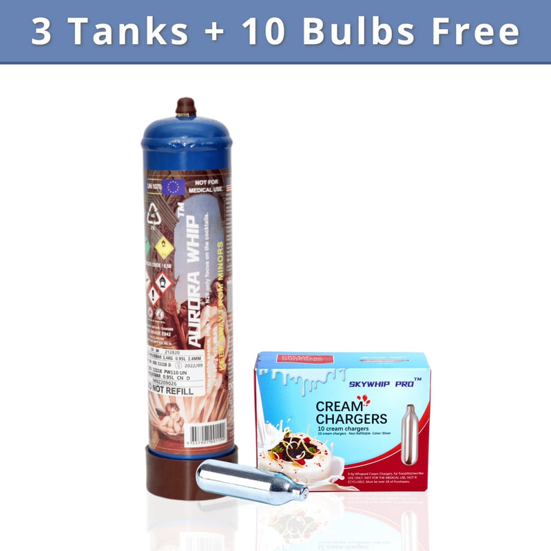 [3 Tanks + 10 Bulbs Free] Aurora Whip 580g N2O Cream Chargers (Save 10%: AW10OFF)